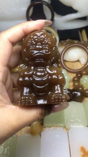 和田玉全糖狮子摆件